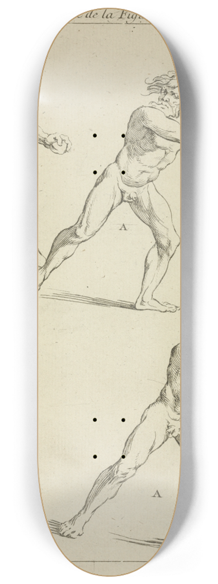 Peter Paul Rubens - Three male figures in twisting positions 8.25 inch art skate deck