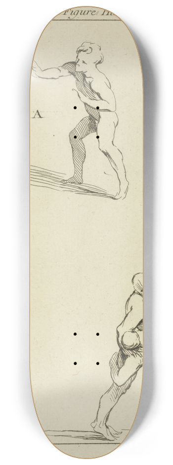 Peter Paul Rubens - Two pairs of figures; one pair extending right arms toward each other, the other pair wrestling 8.25 inch art skate deck