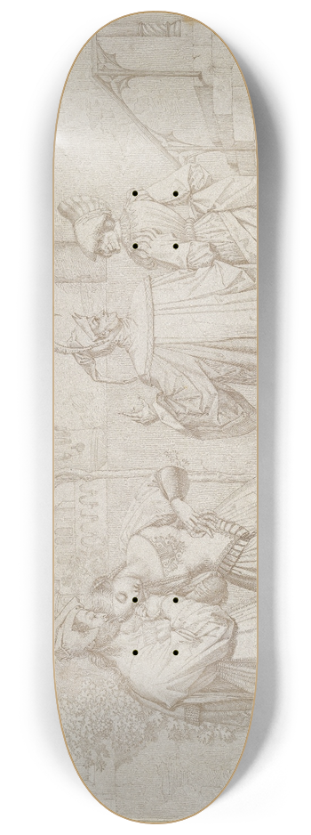 Peter von Cornelius - Drawing for Goethes Faust; The Stroll in the Garden 8.25 inch art skate deck