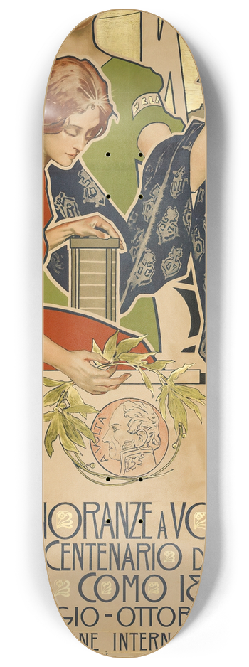 Adolfo Hohenstein - Onoranze A Volta Nel Centenario Della Pila Como 1899 8.25 inch art skate deck