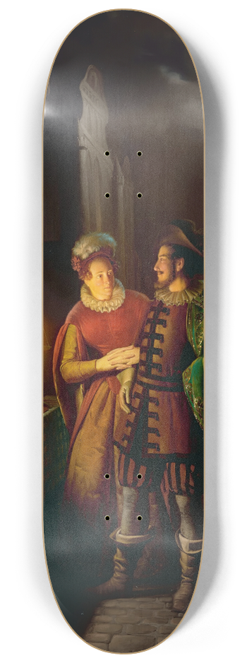 Petrus van Schendel - A gingerbread seller by candlelight 8.25 inch art skate deck