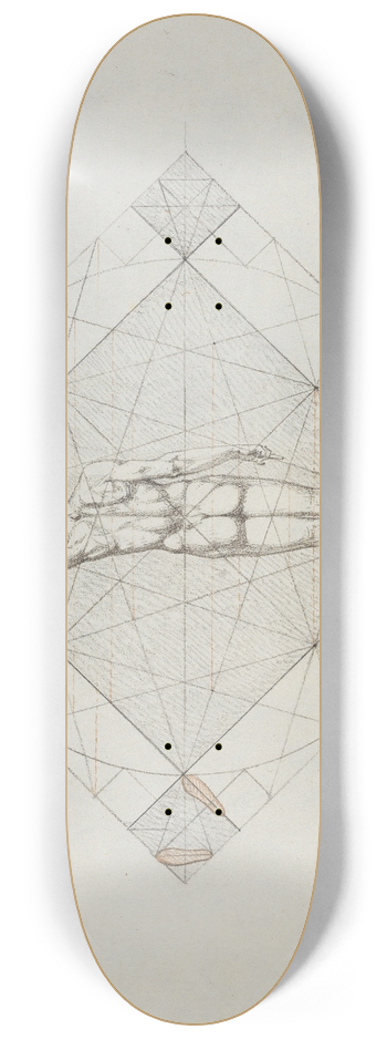 Philipp Jakob Becker - Proportionsstudie; Rckenansicht eines stehenden nackten Mannes mit erhobenem linken Arm 8.25 inch art skate deck