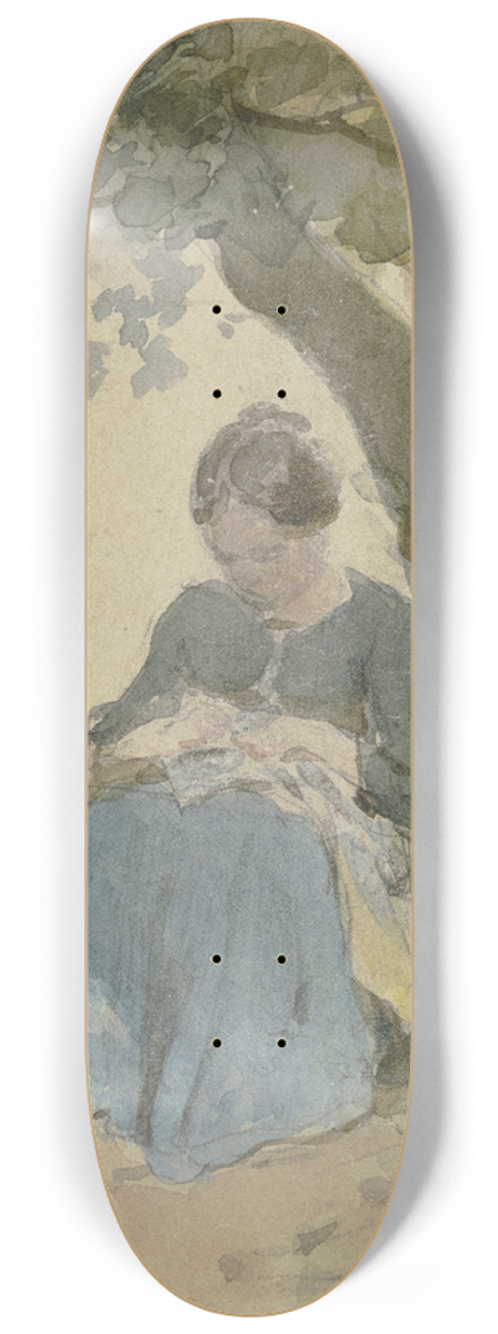 Philipp Rumpf - Frau mit Nharbeit unter einem Baum sitzend 8.25 inch art skate deck