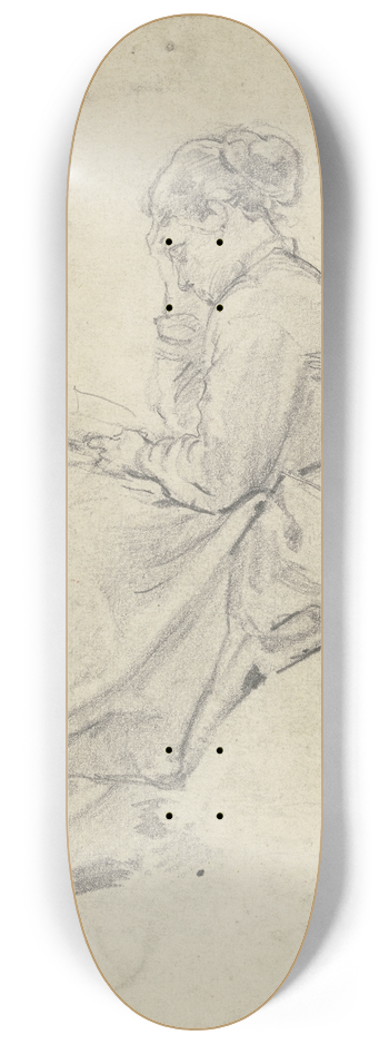 Philipp Rumpf - Sitzende Frau mit Buch auf einer Rasenbank 8.25 inch art skate deck