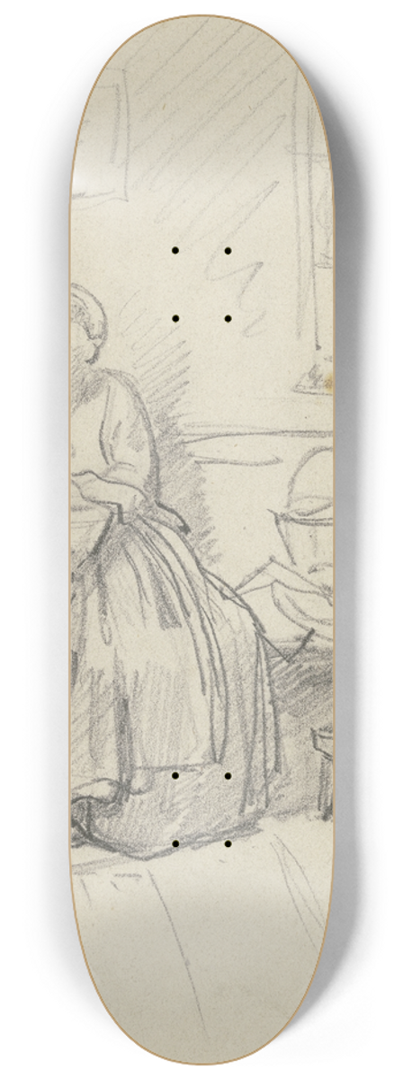 Philipp Rumpf - Woman sitting at a table 8.25 inch art skate deck