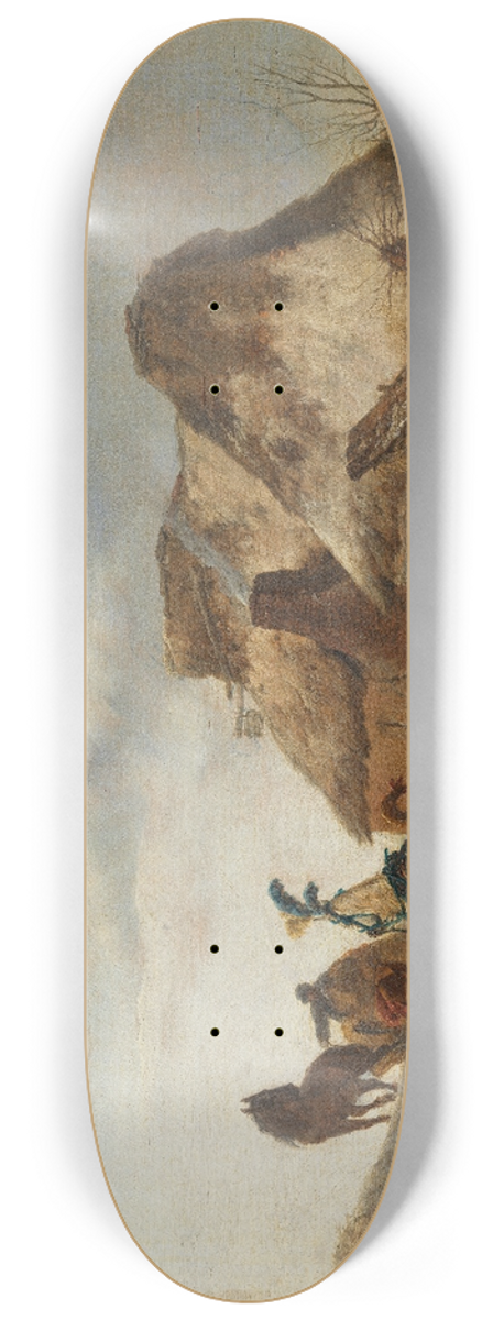 Philips Wouwerman - A Noblemans Sleigh on the Ice 8.25 inch art skate deck