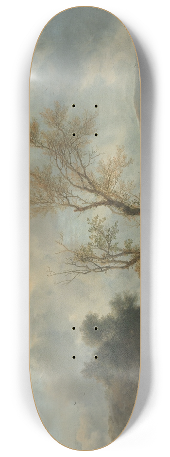 Philips Wouwerman - Landscape with Sandy Path beside a River 8.25 inch art skate deck