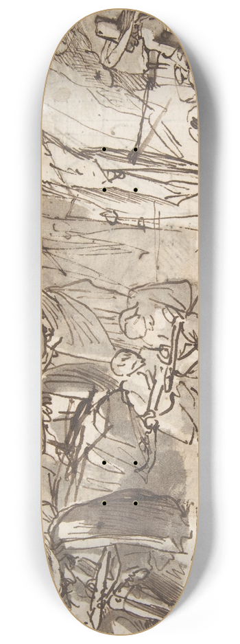 Pier Francesco Mola - Artists Drawing and Painting in a Studio 8.25 inch art skate deck