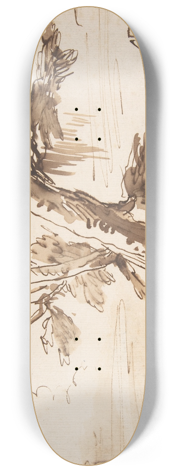 Pier Francesco Mola - Landscape with Two Men Under a Tree. 8.25 inch art skate deck