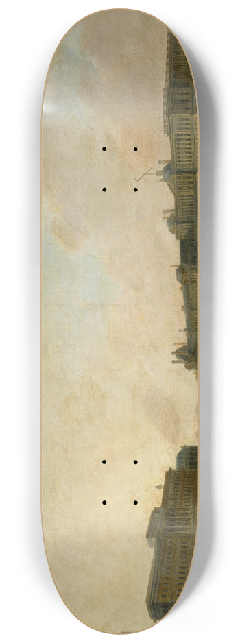 Pierre-Antoine Demachy - LHtel de la Monnaie et le Louvre, vus du Pont-Neuf, vers 1800 8.25 inch art skate deck