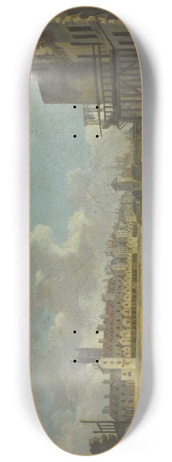 Pierre-Antoine Demachy - Vue du quai de Gesvres au moment de la dmolition des maisons du pont au Change 8.25 inch art skate deck