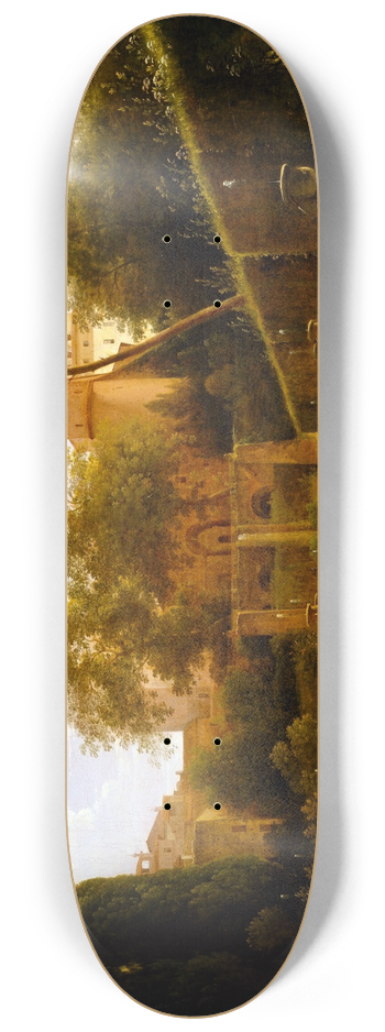 Pierre-Athanase Chauvin - View Of The Gardens Of The Villa Deste, Tivoli 8.25 inch art skate deck