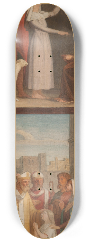 Pierre-Auguste Pichon - Sainte Genevive gurit sa mre aveugle. Saint Germain dAuxerre et saint Loup prdisent aux parents de Sainte Genevive la destine de leur fille 8.25 inch art skate deck