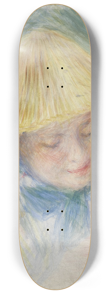 Pierre-Auguste Renoir - Portrait de femme en chapeau de paille (Madame Clapisson) 8.25 inch art skate deck