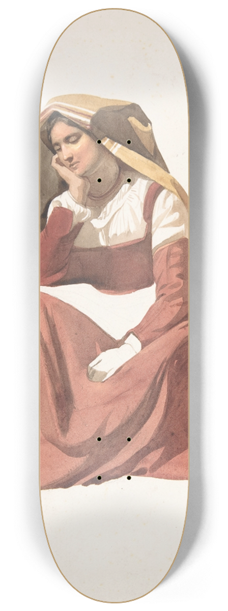 Pierre Louis Dubourcq - Seated Italian Peasant Woman 8.25 inch art skate deck