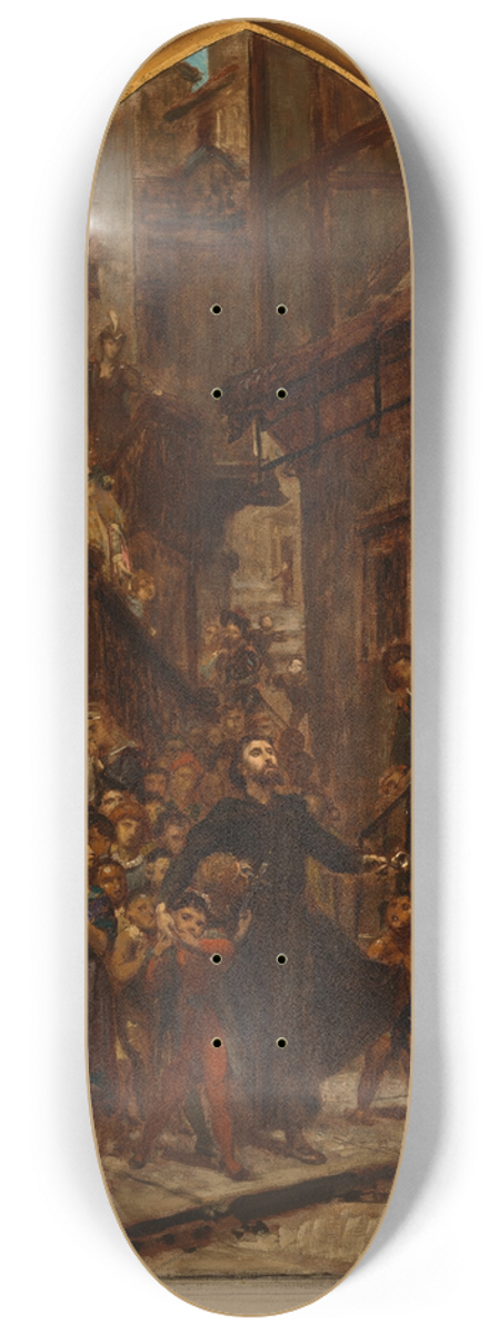 Pierre Paul Lon Glaize - Saint Franois-Xavier parcourant les rues de Goa pour appeler les enfants et les esclaves au catchisme 8.25 inch art skate deck
