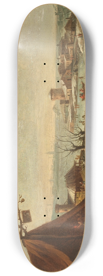 Pieter Bout - A winter harbour scene with ice-skaters 8.25 inch art skate deck