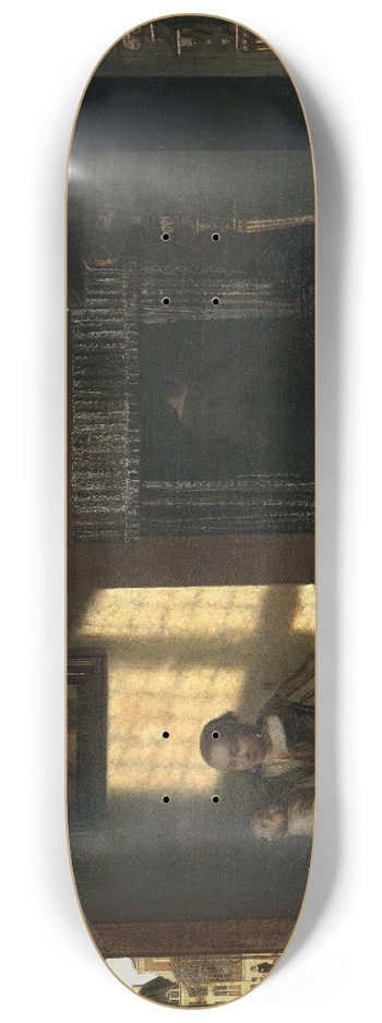 Pieter De Hooch - Interior with a Mother close to a Cradle 8.25 inch art skate deck