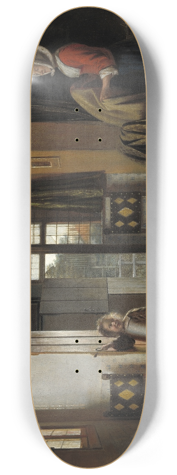 Pieter De Hooch - The Bedroom 8.25 inch art skate deck