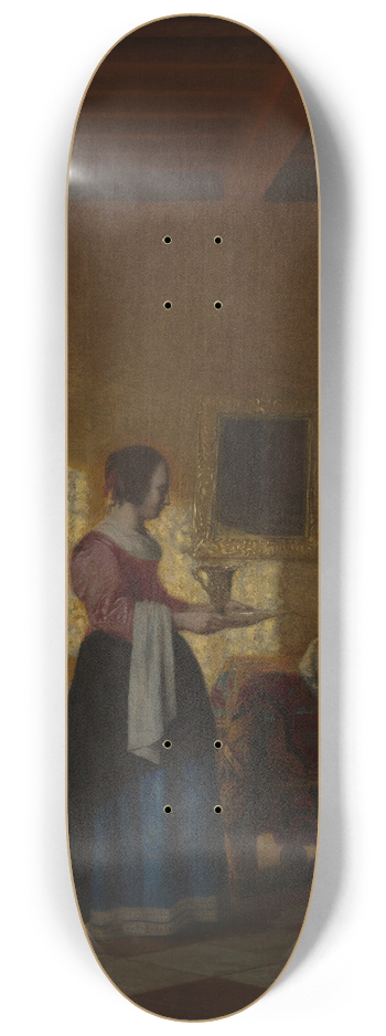 Pieter De Hooch - Woman with a Water Pitcher, and a Man by a Bed 8.25 inch art skate deck