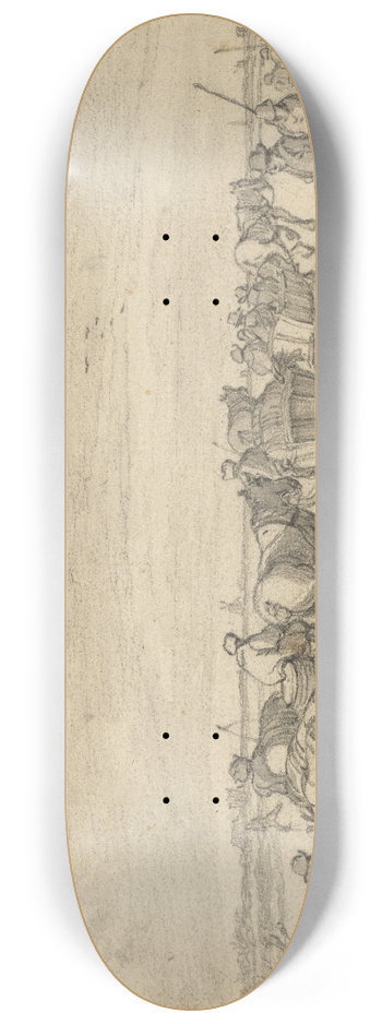 Pieter de Molijn - A Scene on the Ice with Skaters and Wagons 8.25 inch art skate deck