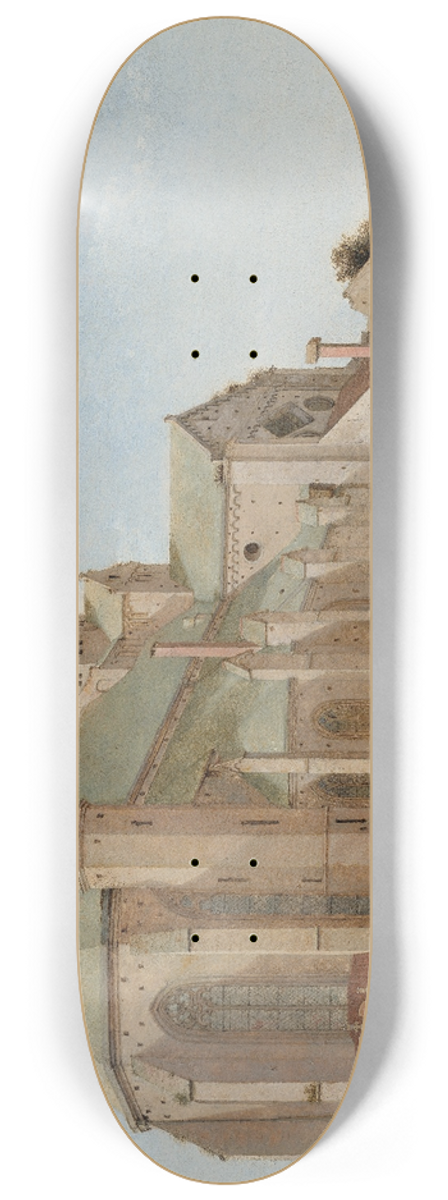 Pieter Jansz Saenredam - The Mariaplaats with the Mariakerk in Utrecht 8.25 inch art skate deck