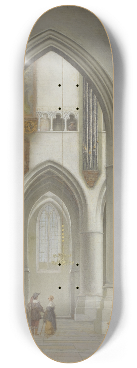 Pieter Jansz Saenredam - View of the interior of the St. Bavo Church in Haarlem 8.25 inch art skate deck