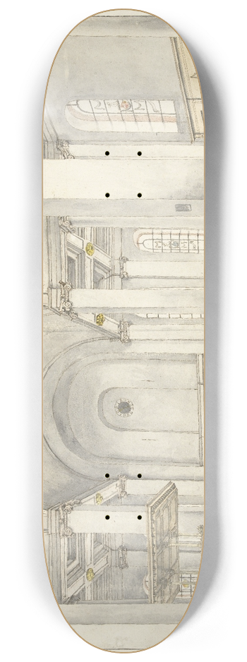 Pieter Jansz Saenredam - View of the Nave of the Nieuwe Kerk, Haarlem, Looking West 8.25 inch art skate deck