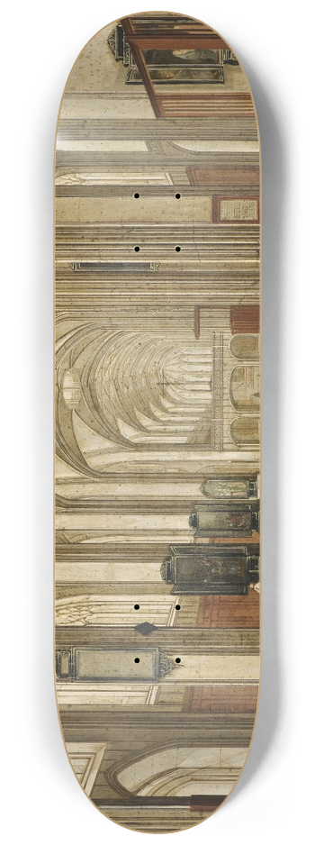Pieter Neeffs the Elder - Interior of a Gothic Church 8.25 inch art skate deck
