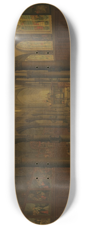 Pieter Neeffs the Elder - The Interior of the Dominican Church (the Sint-Pauluskerk), Antwerp, Looking East, with the Procession of the Holy Sacrament 8.25 inch art skate deck