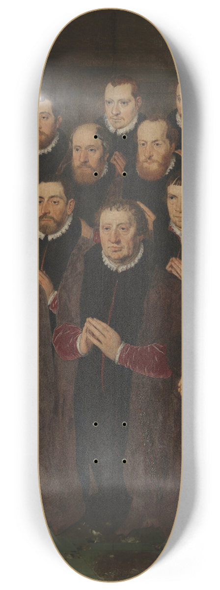 Pieter Pourbus - 16 portraits of the Members of the Fraternity of the Holy Blood 8.25 inch art skate deck