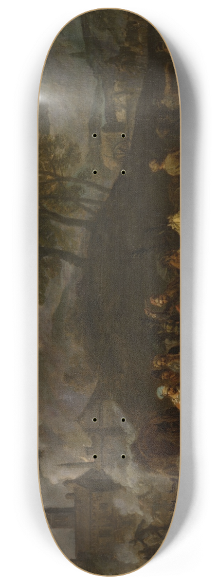Pieter van Bloemen - Soldiers Depart after Plundering 8.25 inch art skate deck