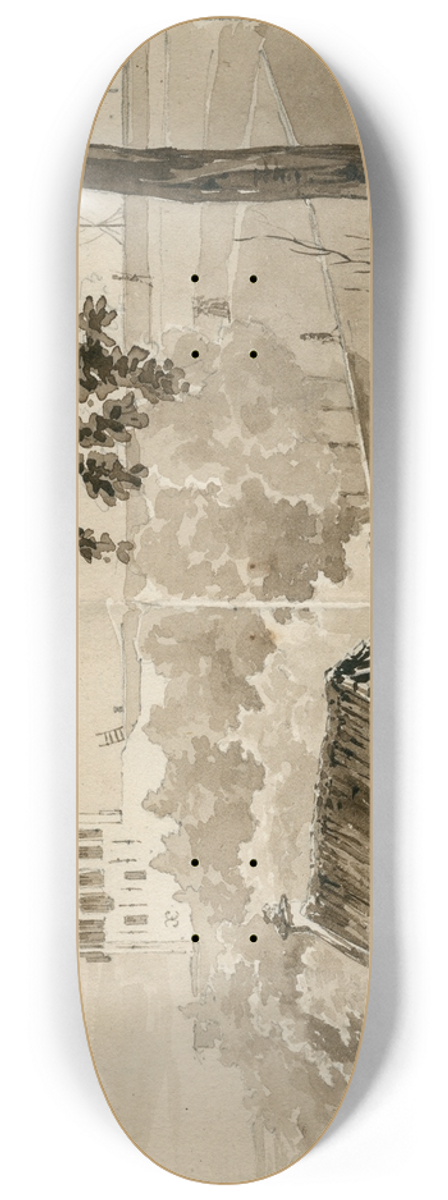 Pieter van Loon - Gezicht op kasteel over daken heen 8.25 inch art skate deck