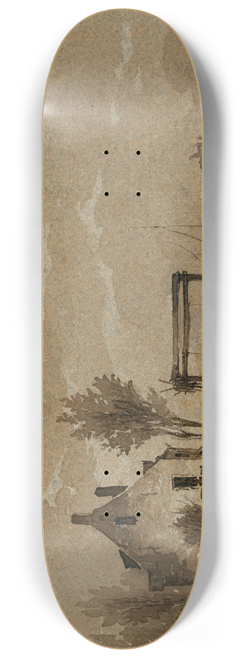 Pieter van Loon - Huis bij een overtoom in een riviertje 8.25 inch art skate deck