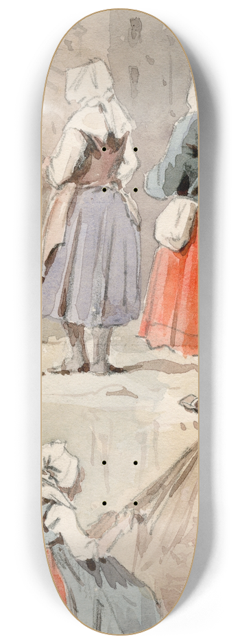 Pieter van Loon - Mensen in klederdracht uit omgeving van Boulogne 8.25 inch art skate deck