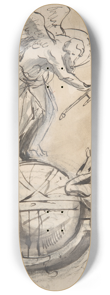 Pieter Verbruggen the Younger - Design for a sepulchral monument with an allegory of Time 8.25 inch art skate deck
