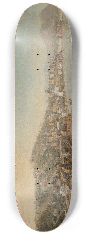 Pietro Antoniani - The Riviera di Chiaia, Naples, from the Convento di Sant Antonio, with Vesuvius beyond 8.25 inch art skate deck