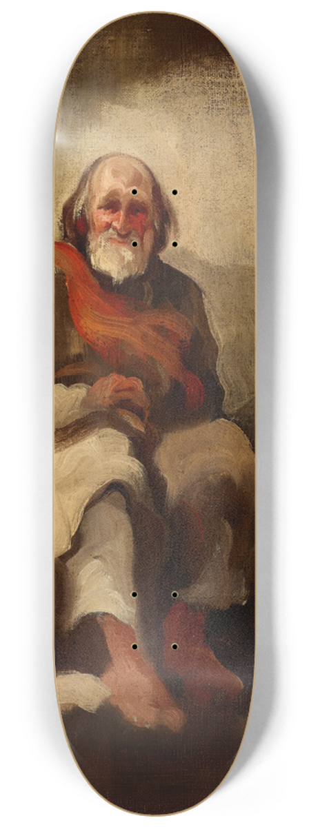 Piotr Michaowski - Study of an Old Man Sitting on the Stairs 8.25 inch art skate deck