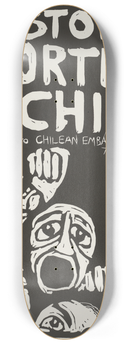 Rachael Romero - Stop torture in Chile 8.25 inch art skate deck