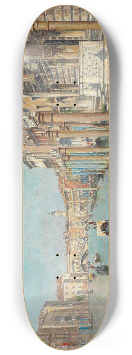 Rafael Senet y Perez - On the Grand Canal, the Rialto Bridge beyond, Venice 8.25 inch art skate deck