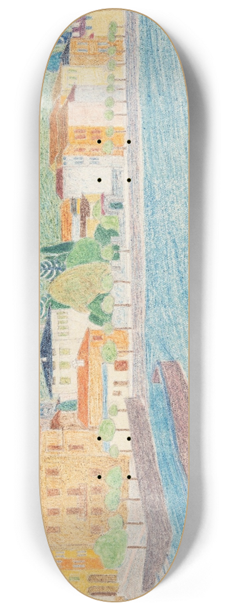 Reijer Stolk - View of an Italian City on the Water 8.25 inch art skate deck