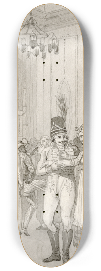 Reinier Vinkeles - Officier neemt vrouw bij de hand op een gemaskerd bal 8.25 inch art skate deck