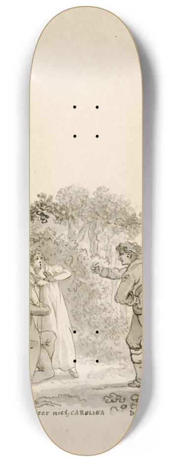 Reinier Vinkeles - Titelblad: man verstoort paar: Zweer niet, Carolina. 8.25 inch art skate deck