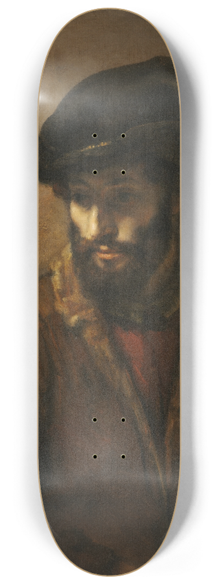 Rembrandt van Rijn - A Bearded Man Wearing a Hat 8.25 inch art skate deck