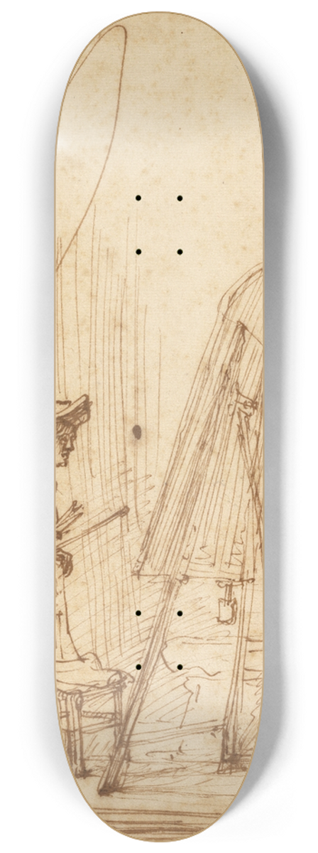Rembrandt van Rijn - An Artist in His Studio 8.25 inch art skate deck