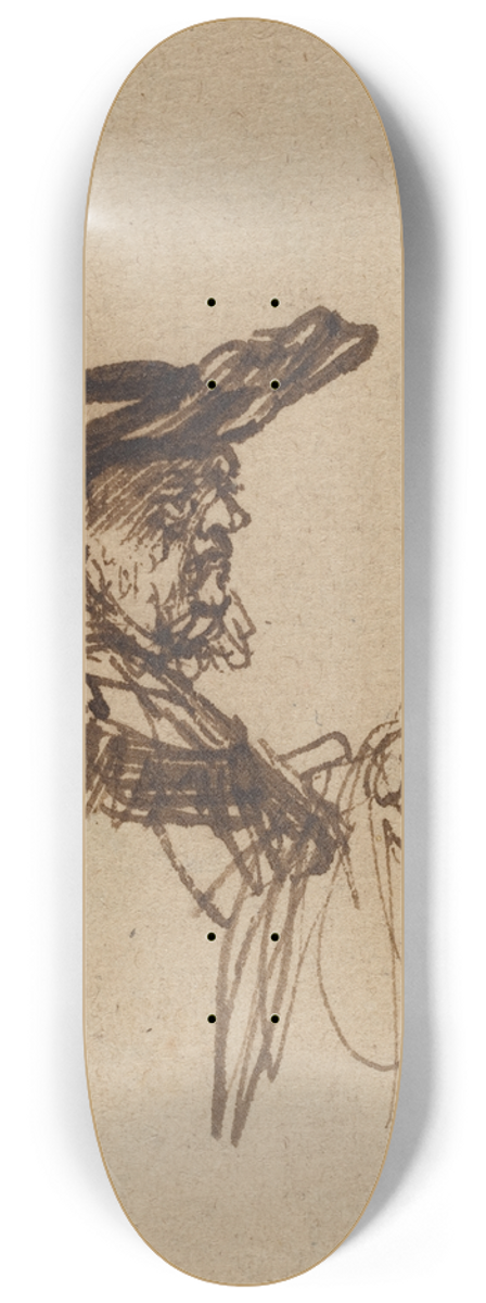 Rembrandt van Rijn - Bust of an Elderly Man in a Flat Cap 8.25 inch art skate deck