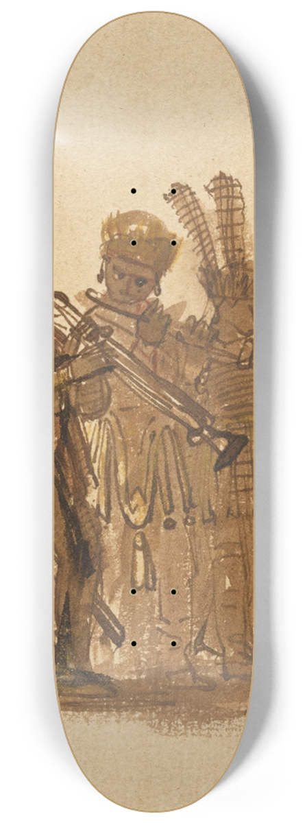 Rembrandt van Rijn - Four Musicians with Wind Instruments 8.25 inch art skate deck