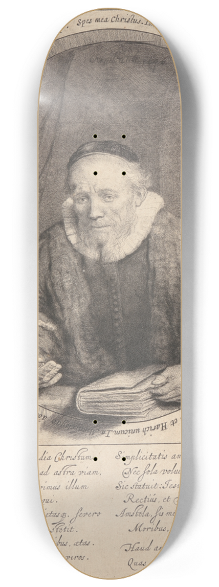 Rembrandt van Rijn - Jan Cornelis Sylvius, Preacher 8.25 inch art skate deck