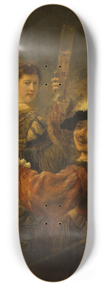 Rembrandt van Rijn - Rembrandt and Saskia in the Scene of the Prodigal Son 8.25 inch art skate deck