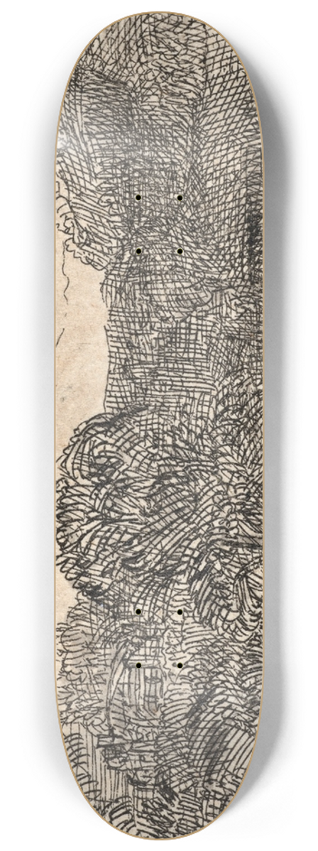 Rembrandt van Rijn - Small Grey Landscape: a House and Trees beside a Pool 8.25 inch art skate deck
